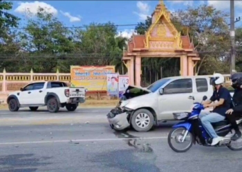 ระยอง ผวากระบะติดแก๊สซัดท้ายกระบะ