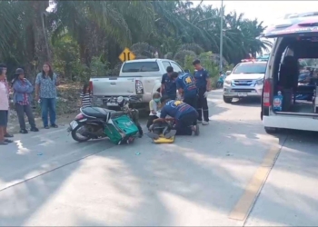 ระยอง มองแต่โทรศัพท์จึงชนเต็มๆ