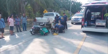 ระยอง มองแต่โทรศัพท์จึงชนเต็มๆ