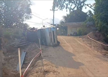 ​ระยอง รถตู้รองเท้าเกี่ยวสายเคเบิลคว่ำ